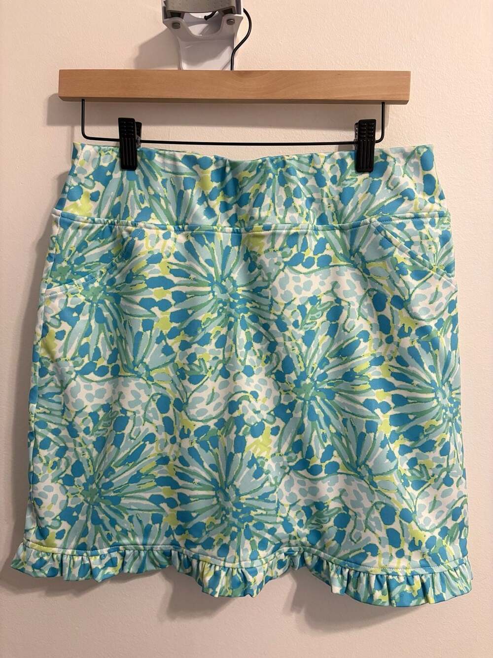 Jean-Pierre Klifa Blue Floral Ruffle Hem Golf Skort Preppy Resortwear Vacation